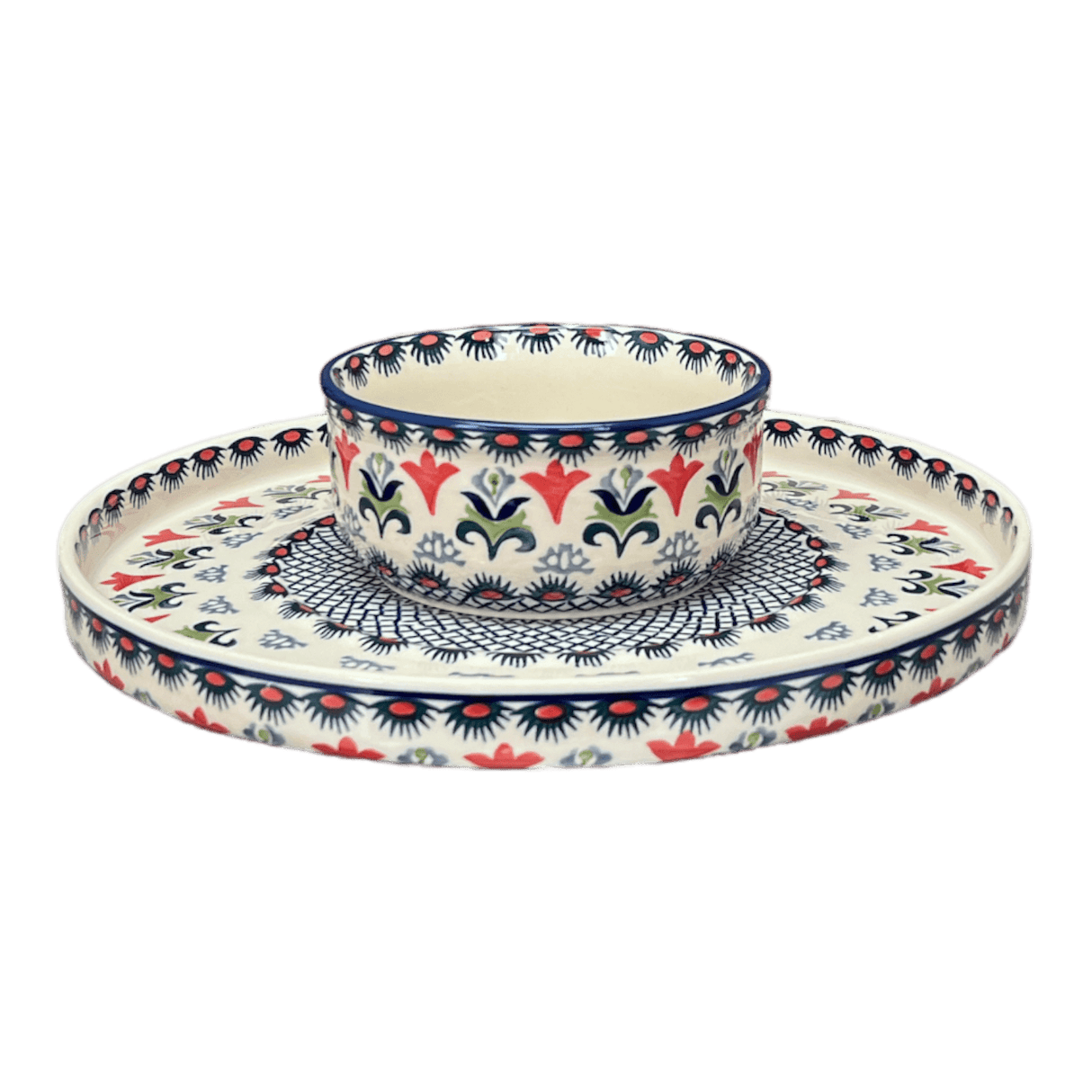 Platter, Round, Chip & Dip, 12.75" in "Scandinavian Scarlet" by Manufaktura | N007U-P295