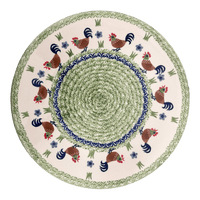 A picture of a Polish Pottery Chip and Dip Platter (Chicken Dance) | N007U-P320 as shown at PolishPotteryOutlet.com/products/13-cake-plate-chip-dip-combo-chicken-dance-n007u-p320