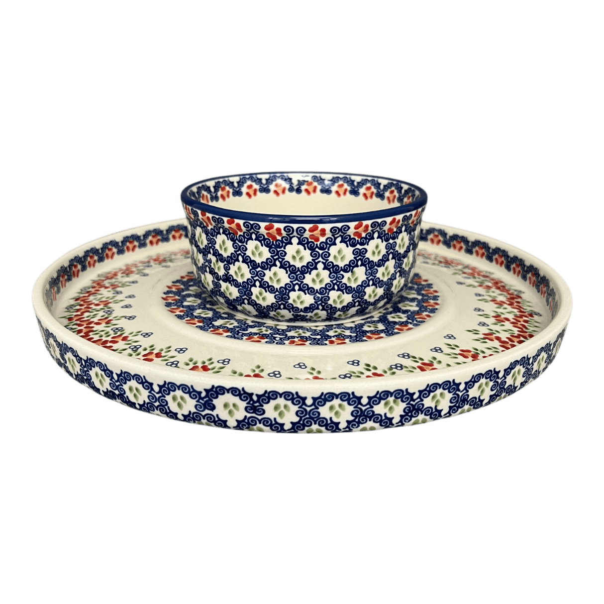 Platter, Round, Chip & Dip, 12.75" in "Ring Around the Rosie" by Manufaktura | N007U-P321