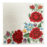 A picture of a Polish Pottery Dinner Napkins (Red Poppies) | NAPKIN-RP as shown at PolishPotteryOutlet.com/products/dinner-napkins-red-poppies-napkin-rp