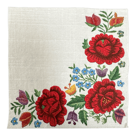 Polish Pottery Dinner Napkins (Red Poppies) | NAPKIN-RP Additional Image at PolishPotteryOutlet.com