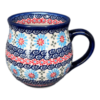 A picture of a Polish Pottery 16 oz. Large Belly Mug (Daisy Waves) | NDA10-3 as shown at PolishPotteryOutlet.com/products/16-oz-large-belly-mug-daisy-waves-nda10-3