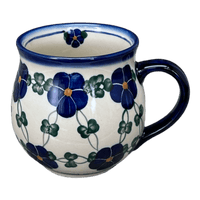 A picture of a Polish Pottery 16 oz. Large Belly Mug (Blue Tethered Blossoms) | NDA10-4 as shown at PolishPotteryOutlet.com/products/16-oz-large-belly-mug-blue-tethered-blossoms-nda10-4