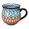 Polish Pottery 16 oz. Large Belly Mug (Teal Pompons) | NDA10-62 at PolishPotteryOutlet.com
