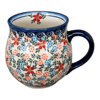 8 oz. Slim Mug (Teal Pompons)  NDA350-62 - The Polish Pottery Outlet