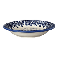 A picture of a Polish Pottery Bowl, Round, Pasta, 9" in "Butterfly Blues" by Andy | NDA112-17 as shown at PolishPotteryOutlet.com/products/9-pasta-bowl-butterfly-blues-nda112-17