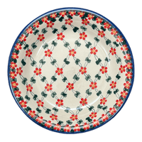A picture of a Polish Pottery 9" Pasta Bowl (Red Lattice) | NDA112-20 as shown at PolishPotteryOutlet.com/products/9-pasta-bowl-red-lattice-nda112-20