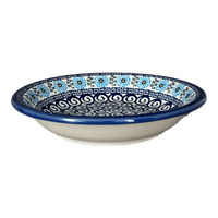 A picture of a Polish Pottery 9" Pasta Bowl (Blue Daisy Spiral) | NDA112-38 as shown at PolishPotteryOutlet.com/products/9-pasta-bowl-blue-daisy-spiral-nda112-38