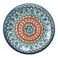 A picture of a Polish Pottery Plate, Round, Dessert, 7.5" in "Teal Pompons" by Andy | NDA114-62 as shown at PolishPotteryOutlet.com/products/7-5-round-plate-teal-pompons-nda114-62