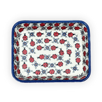 A picture of a Polish Pottery 8" x 10" Baker (Lovely Ladybugs) | NDA125-18 as shown at PolishPotteryOutlet.com/products/8-x-10-baker-lovely-ladybugs-nda125-18