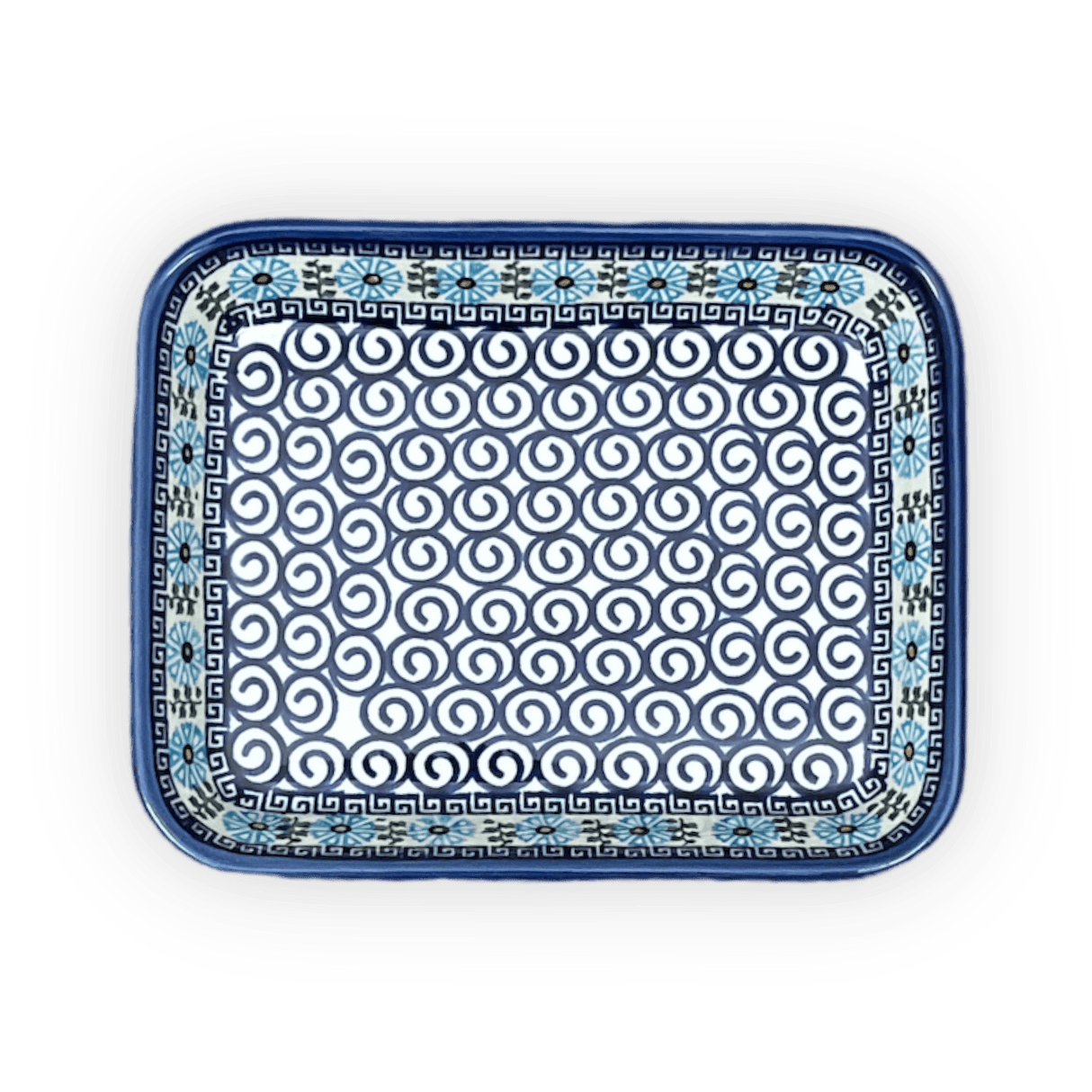 Baker, Rectangular, 8" x 10" in "Blue Daisy Spiral" by Andy | NDA125-38