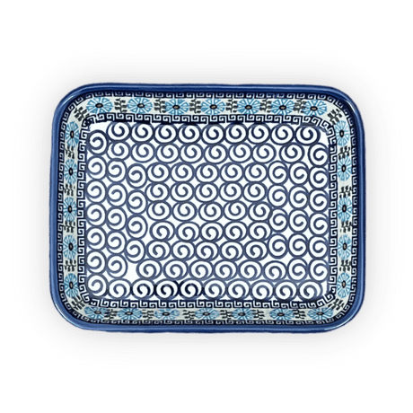 Baker, Rectangular, 8" x 10" in "Blue Daisy Spiral" by Andy | NDA125-38