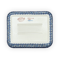 A picture of a Polish Pottery Baker, Rectangular, 8" x 10" in "Daisy Waves" by Andy | NDA125-3 as shown at PolishPotteryOutlet.com/products/8-x-10-baker-daisy-waves-nda125-3