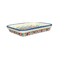 A picture of a Polish Pottery 8" x 10" Baker (Bright Bouquet) | NDA125-A55 as shown at PolishPotteryOutlet.com/products/8-x-10-baker-bright-bouquet-nda125-a55