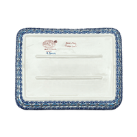 A picture of a Polish Pottery 9" x 11.5" Rectangular Baker (Daisy Waves) | NDA127-3 as shown at PolishPotteryOutlet.com/products/9-x-11-5-rectangular-baker-daisy-waves-nda127-3