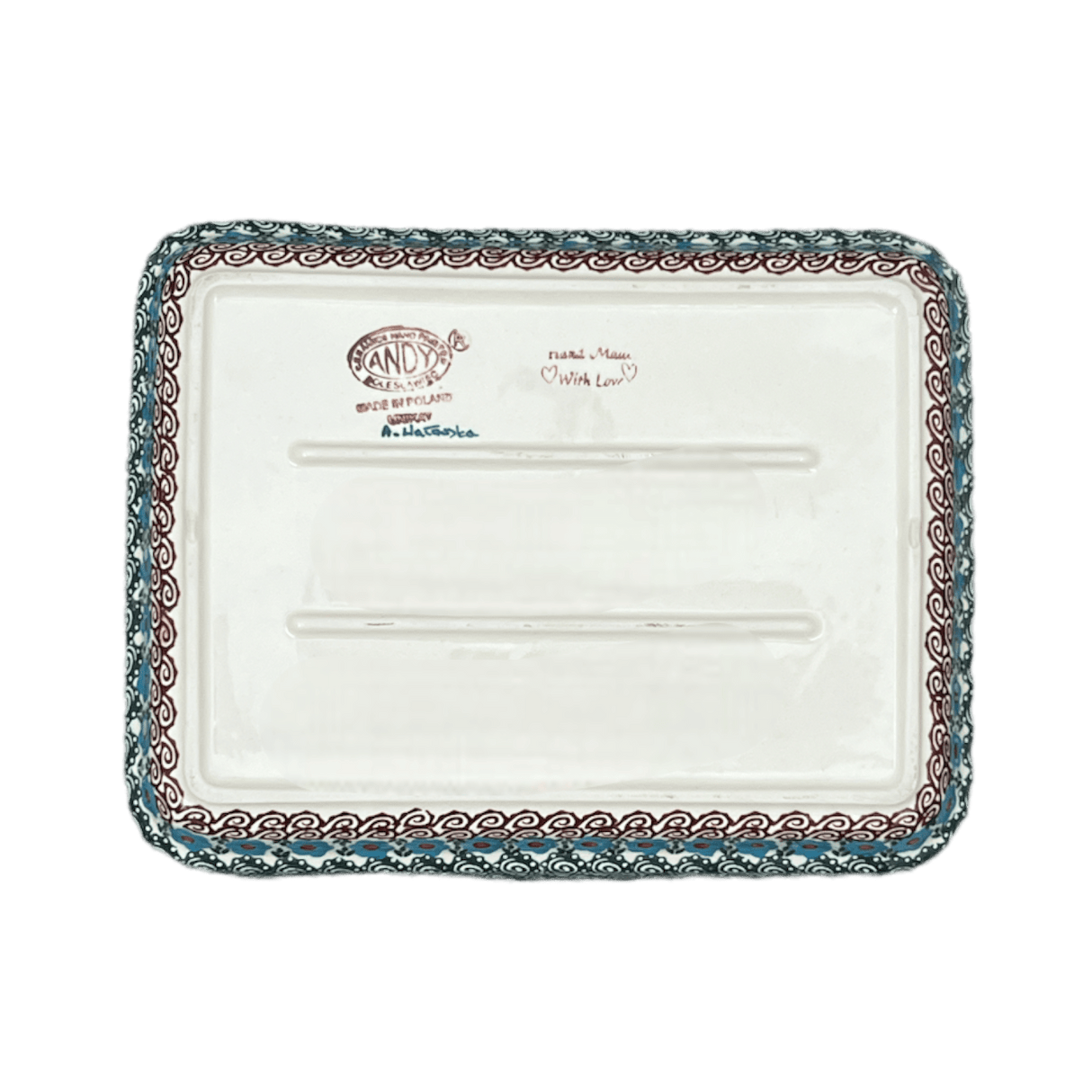 Baker, Rectangular, 9" x 11.5" in "Teal Pompons" by Andy | NDA127-62