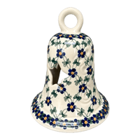 A picture of a Polish Pottery Large Bell Luminary (Blue Lattice) | NDA138-6 as shown at PolishPotteryOutlet.com/products/large-bell-luminary-blue-lattice-nda138-6
