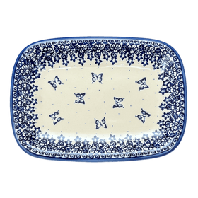 Polish Pottery 8" x 11" Serving Tray (Butterfly Blues) | NDA154-17 Additional Image at PolishPotteryOutlet.com