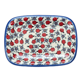 Polish Pottery 8" x 11" Serving Tray (Lovely Ladybugs) | NDA154-18 Additional Image at PolishPotteryOutlet.com