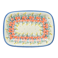 A picture of a Polish Pottery 8" x 11" Serving Tray (Bright Bouquet) | NDA154-A55 as shown at PolishPotteryOutlet.com/products/8-x-11-serving-tray-bright-bouquet-nda154-a55