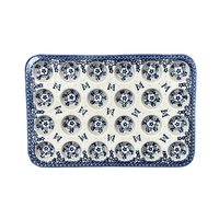 A picture of a Polish Pottery 24 Cup Mini Muffin Pan (Butterfly Blues) | NDA168-17 as shown at PolishPotteryOutlet.com/products/24-cup-mini-muffin-pan-butterfly-blues-nda168-17