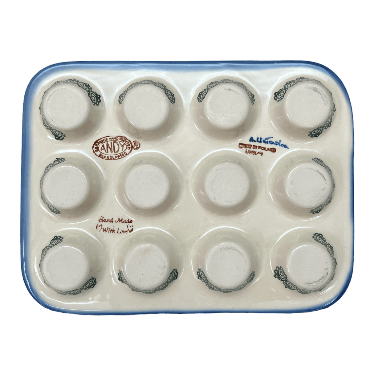 Muffin Pan, 12 Cup Mini in "Teal Pompons" by Andy | NDA169-62