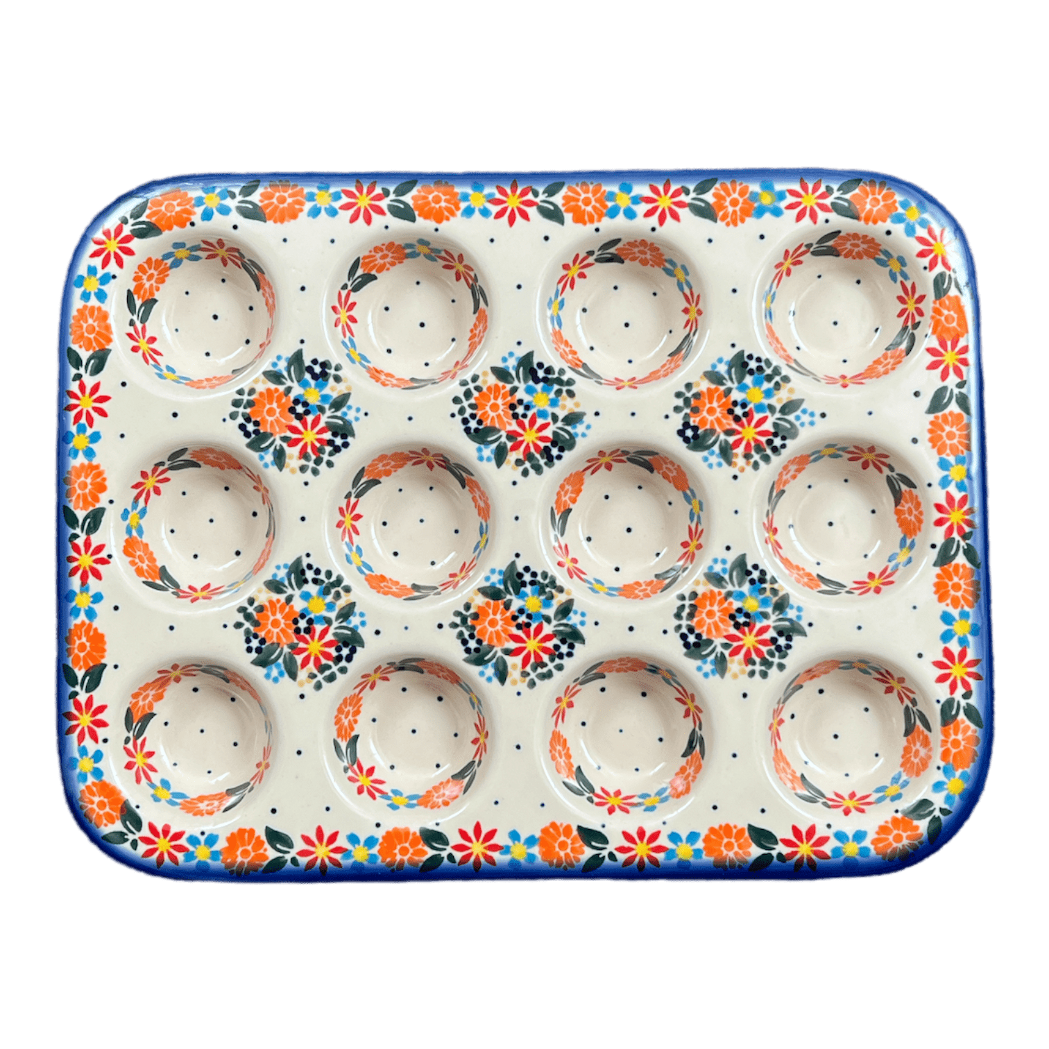 12 Cup Mini Muffin Pan (May Day)  NDA169-10 - The Polish Pottery