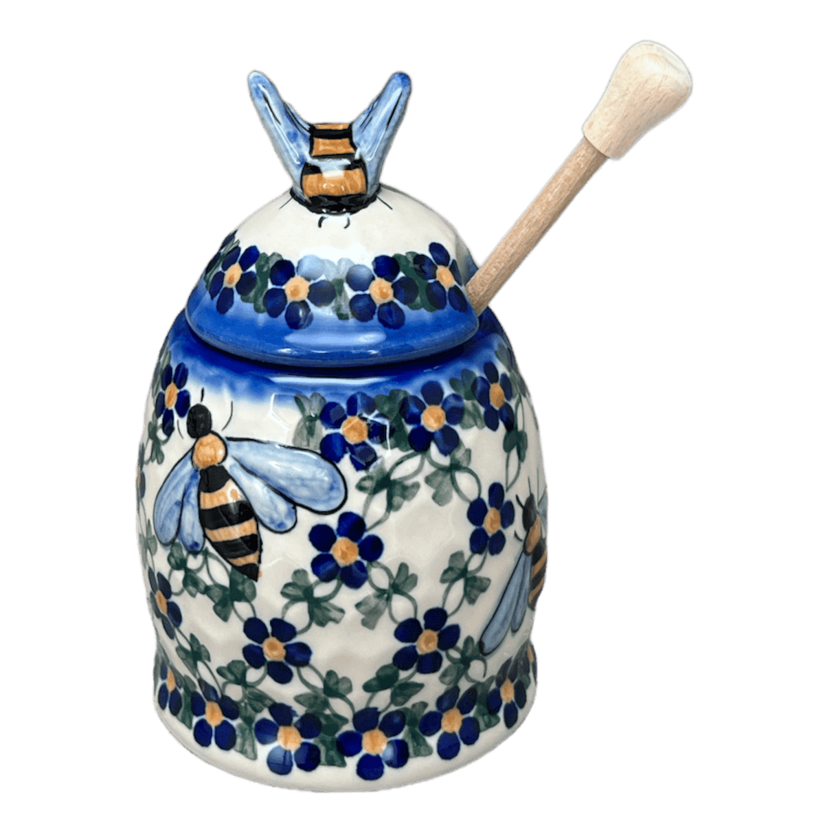 Jar, Honey, 5" in "Blue Lattice" by Andy | NDA18-6
