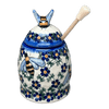 Polish Pottery Honey Jar (Blue Lattice) | NDA18-6 at PolishPotteryOutlet.com