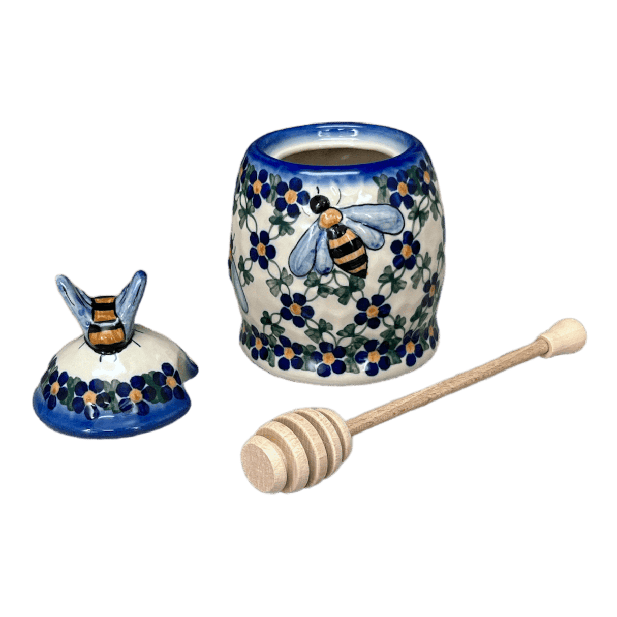 Jar, Honey, 5" in "Blue Lattice" by Andy | NDA18-6