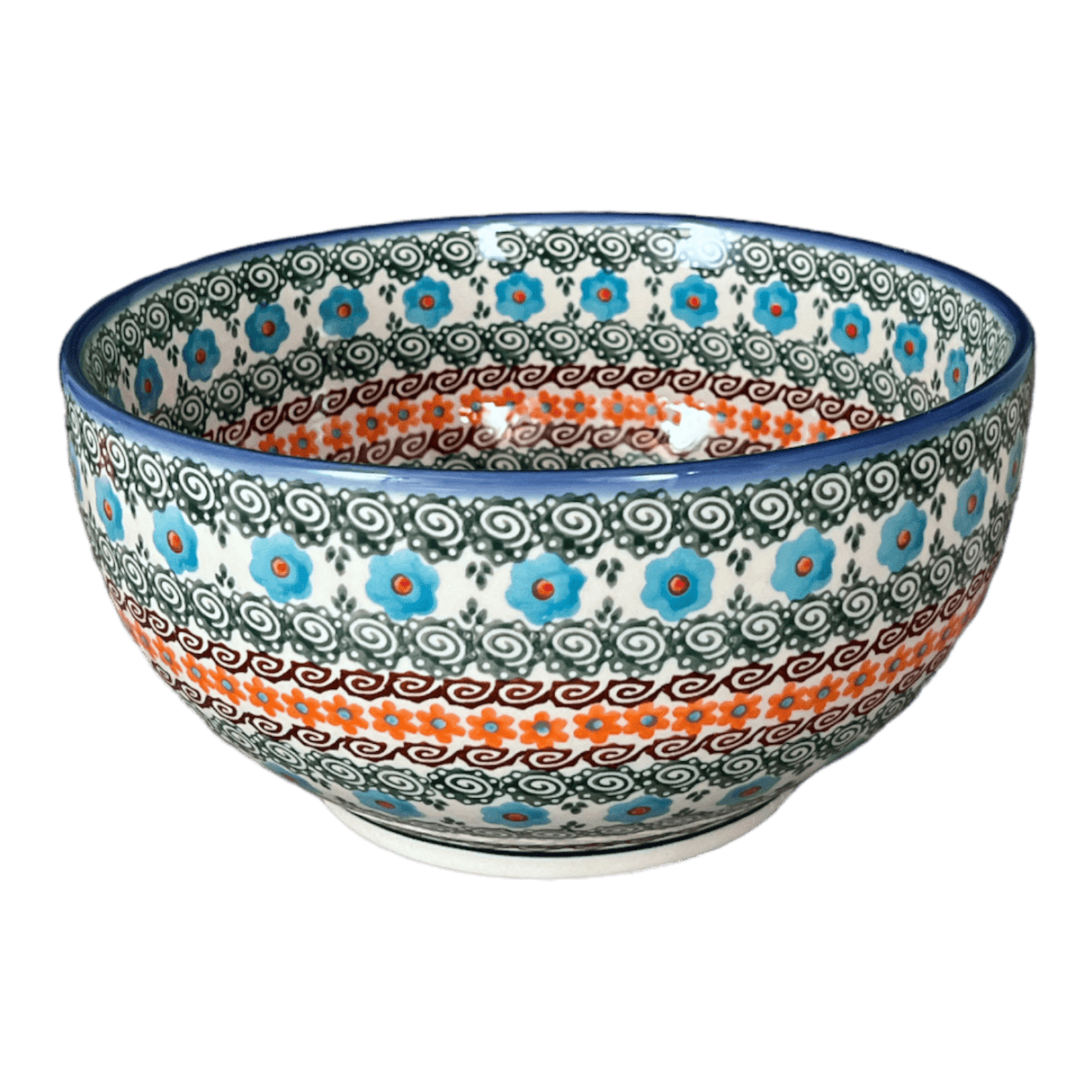 Bowl, Round, Deep, 9" in "Teal Pompons" by Andy | NDA194-62