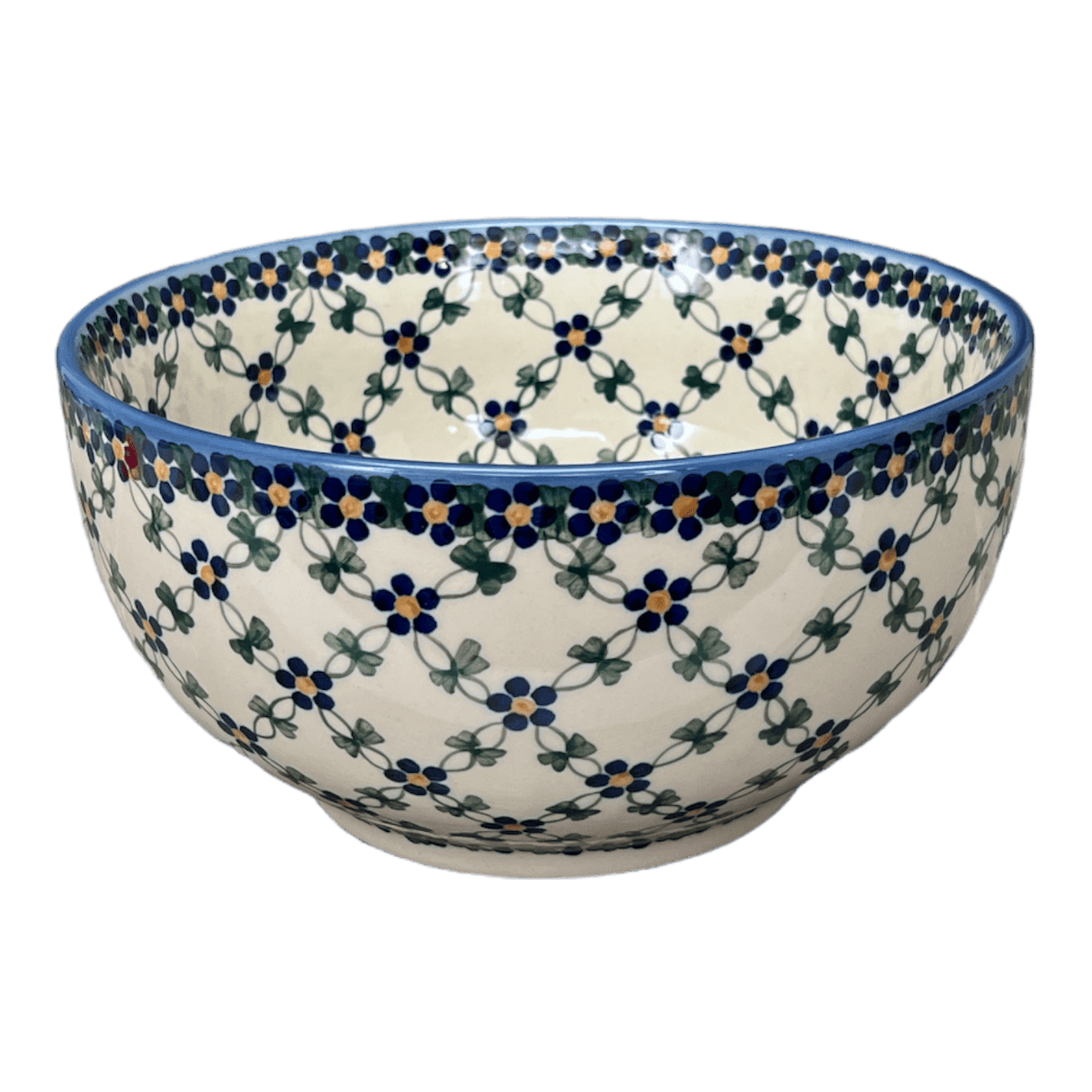 Bowl, Round, Deep, 9" in "Blue Lattice" by Andy | NDA194-6