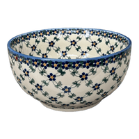 A picture of a Polish Pottery Deep 9" Bowl (Blue Lattice) | NDA194-6 as shown at PolishPotteryOutlet.com/products/9-deep-bowl-blue-lattice-nda194-6