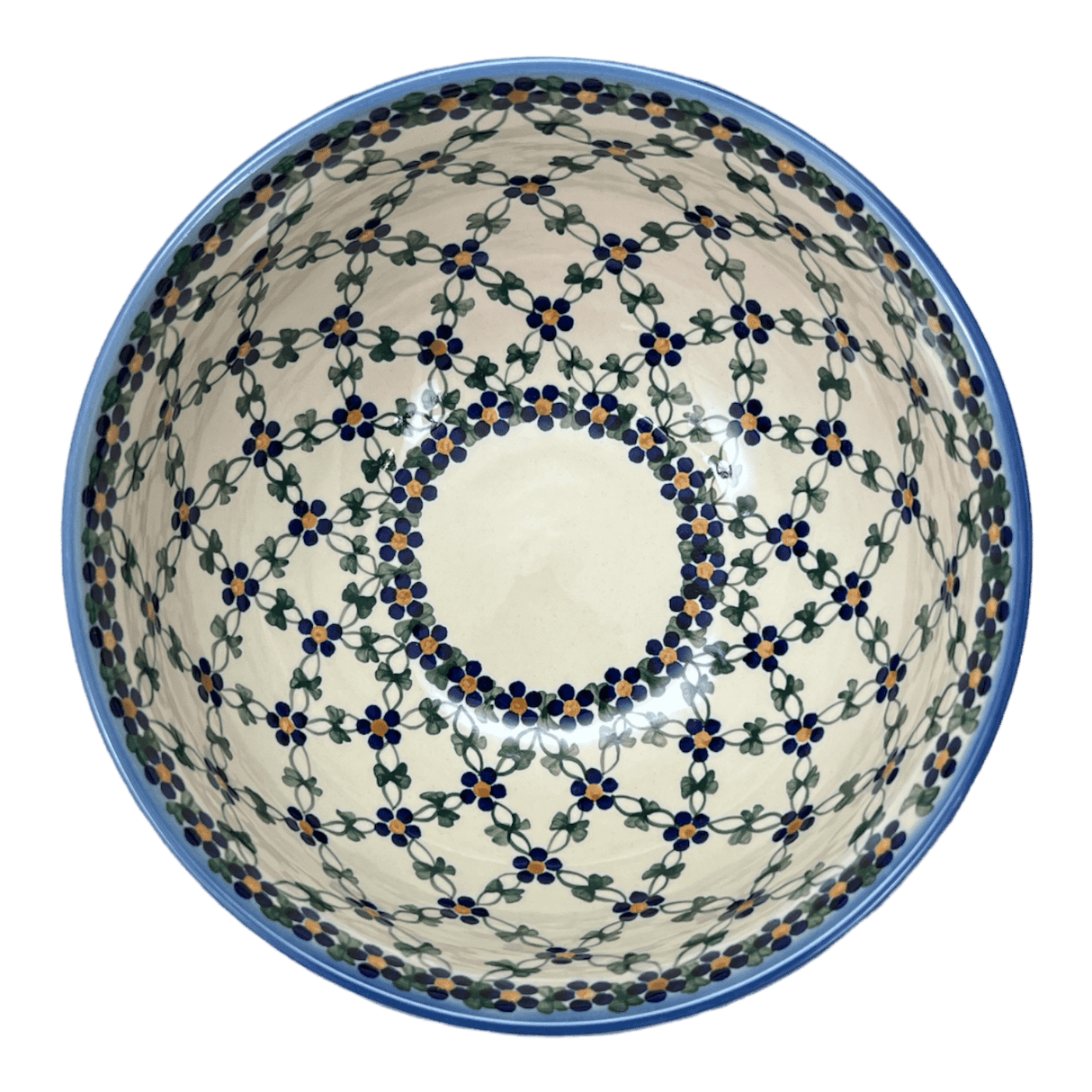 Bowl, Round, Deep, 9" in "Blue Lattice" by Andy | NDA194-6