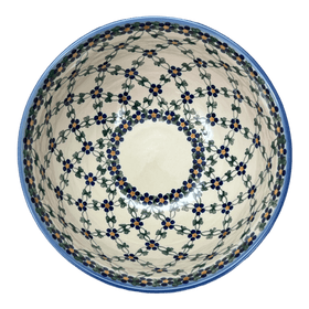 Polish Pottery Deep 9" Bowl (Blue Lattice) | NDA194-6 Additional Image at PolishPotteryOutlet.com