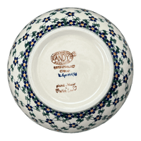A picture of a Polish Pottery Deep 9" Bowl (Blue Lattice) | NDA194-6 as shown at PolishPotteryOutlet.com/products/9-deep-bowl-blue-lattice-nda194-6