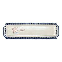 A picture of a Polish Pottery 16" x 4.5" Rectangular Tray (Butterfly Blues) | NDA203-17 as shown at PolishPotteryOutlet.com/products/16-x-4-5-rectangular-tray-butterfly-blues-nda203-17