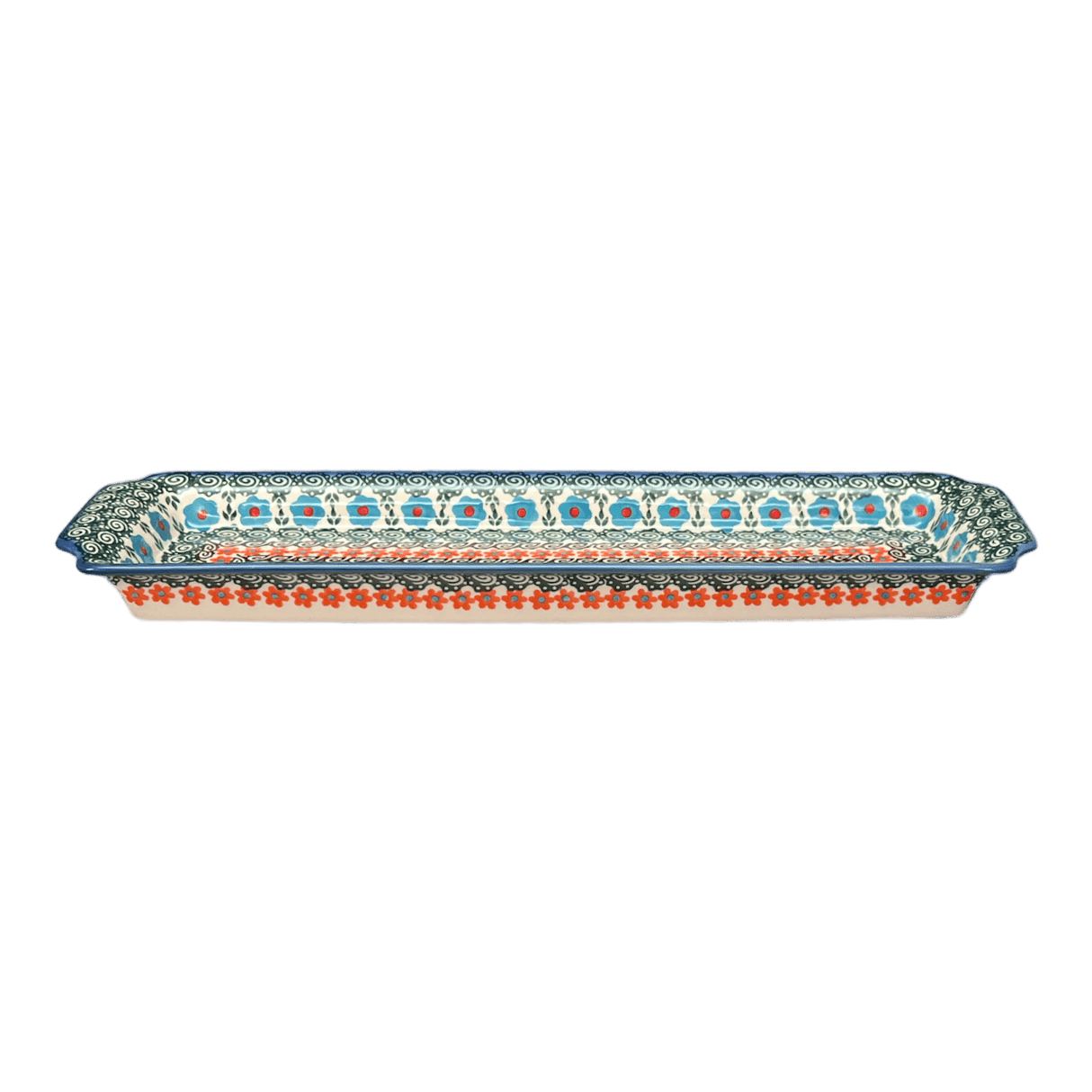 Tray, Rectangular, 16" x 4.5" in "Teal Pompons" by Andy | NDA203-62