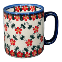 A picture of a Polish Pottery 12 oz. Straight Mug (Red Lattice) | NDA25-20 as shown at PolishPotteryOutlet.com/products/12-oz-straight-mug-red-lattice-nda25-20
