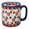 Polish Pottery 12 oz. Straight Mug (Red Lattice) | NDA25-20 at PolishPotteryOutlet.com