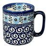 Polish Pottery 12 oz. Straight Mug (Blue Daisy Spiral) | NDA25-38 at PolishPotteryOutlet.com