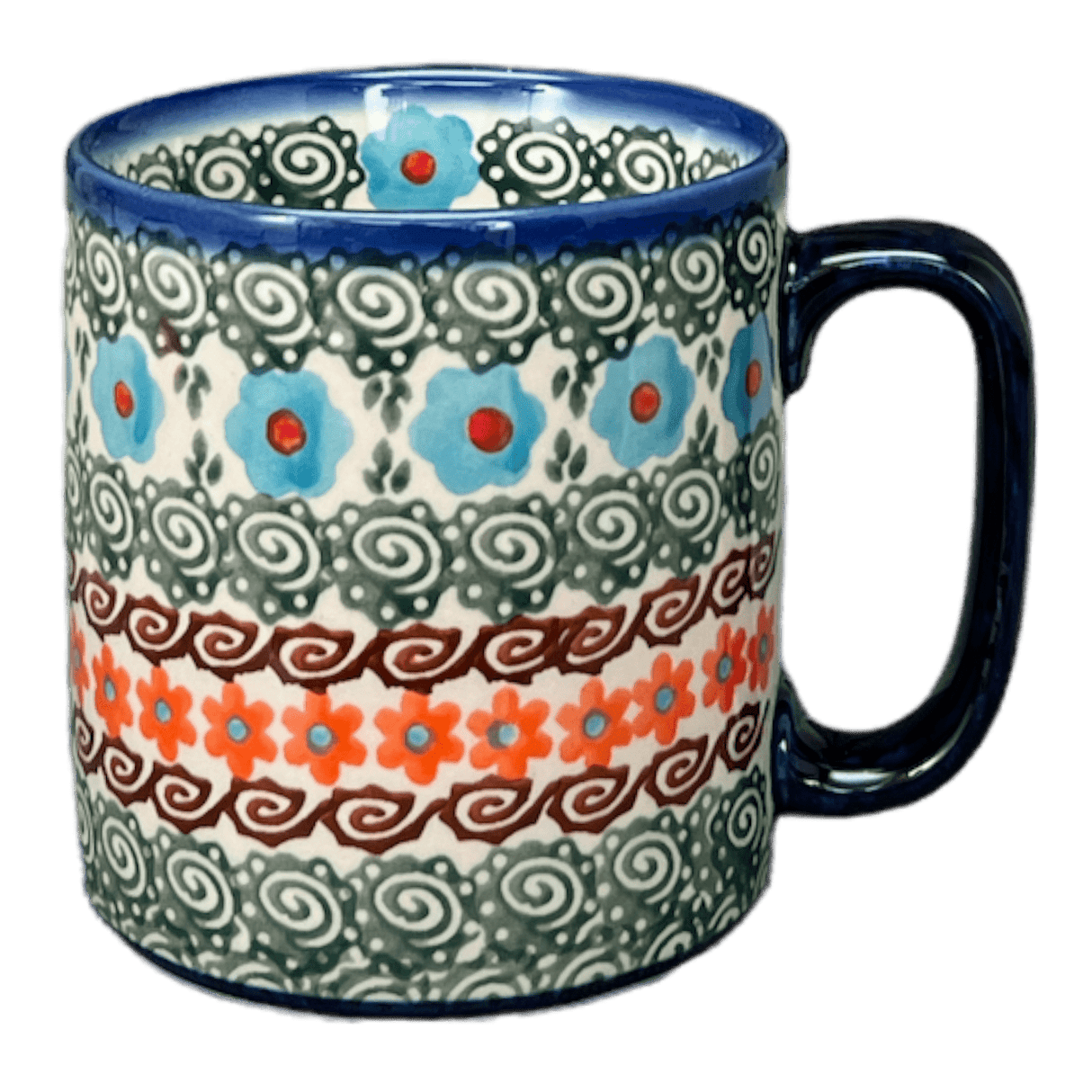 Mug, Straight, 12 oz in "Teal Pompons" by Andy | NDA25-62