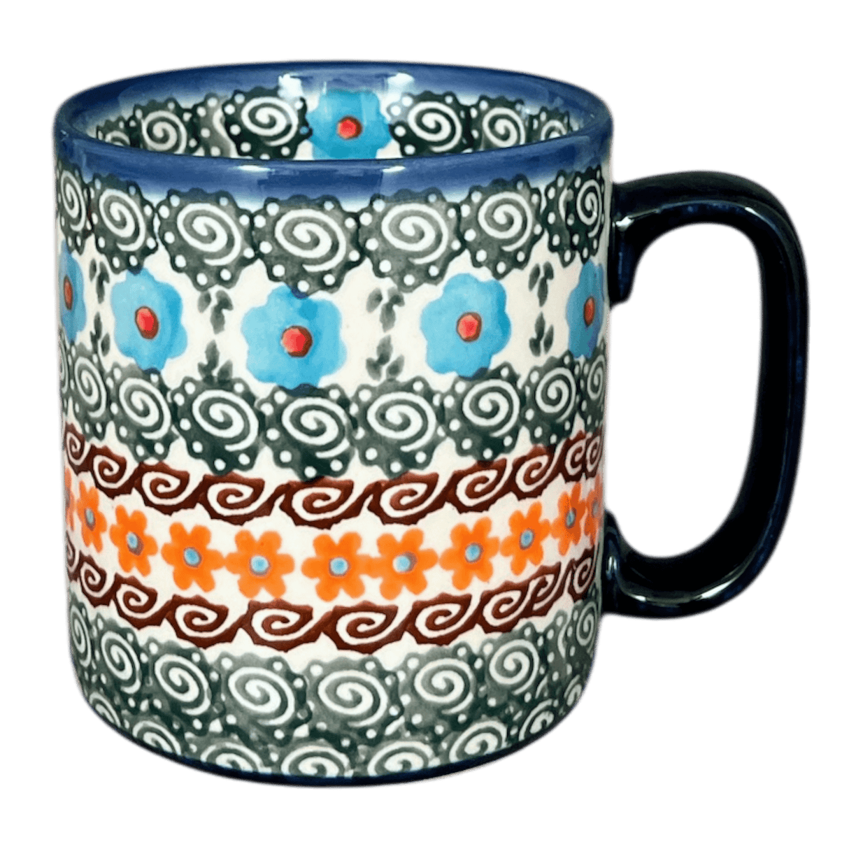 Mug, Straight, 12 oz in "Teal Pompons" by Andy | NDA25-62