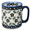 Polish Pottery 12 oz. Straight Mug (Blue Lattice) | NDA25-6 at PolishPotteryOutlet.com