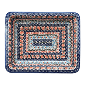 Polish Pottery 10.25" x 12.5" Rectangular Baking Dish (Zany Zinnia) | NDA264-35 Additional Image at PolishPotteryOutlet.com