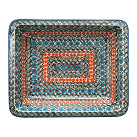 Polish Pottery Rectangular Baking Dish, 10.25" x 12.5" in "Teal Pompons" by Andy | NDA264-62 Additional Image at PolishPotteryOutlet.com