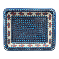 A picture of a Polish Pottery Rectangular Baking Dish, 10.25" x 12.5" in "Polish Bouquet" by Andy | NDA264-82 as shown at PolishPotteryOutlet.com/products/10-25-x-12-5-rectangular-baking-dish-polish-bouquet-nda264-82