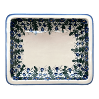 A picture of a Polish Pottery 10.25" x 12.5" Rectangular Baking Dish (Blue Cascade) | NDA264-A31 as shown at PolishPotteryOutlet.com/products/10-25-x-12-5-rectangular-baking-dish-blue-cascade-nda264-a31