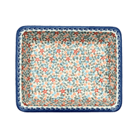 A picture of a Polish Pottery 10.25" x 12.5" Rectangular Baking Dish (Meadow in Bloom) | NDA264-A54 as shown at PolishPotteryOutlet.com/products/10-25-x-12-5-rectangular-baking-dish-meadow-in-bloom-nda264-a54