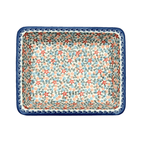 Polish Pottery 10.25" x 12.5" Rectangular Baking Dish (Meadow in Bloom) | NDA264-A54 Additional Image at PolishPotteryOutlet.com